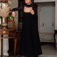 Black Blooming Fabric Anarkali Suit with Dupatta