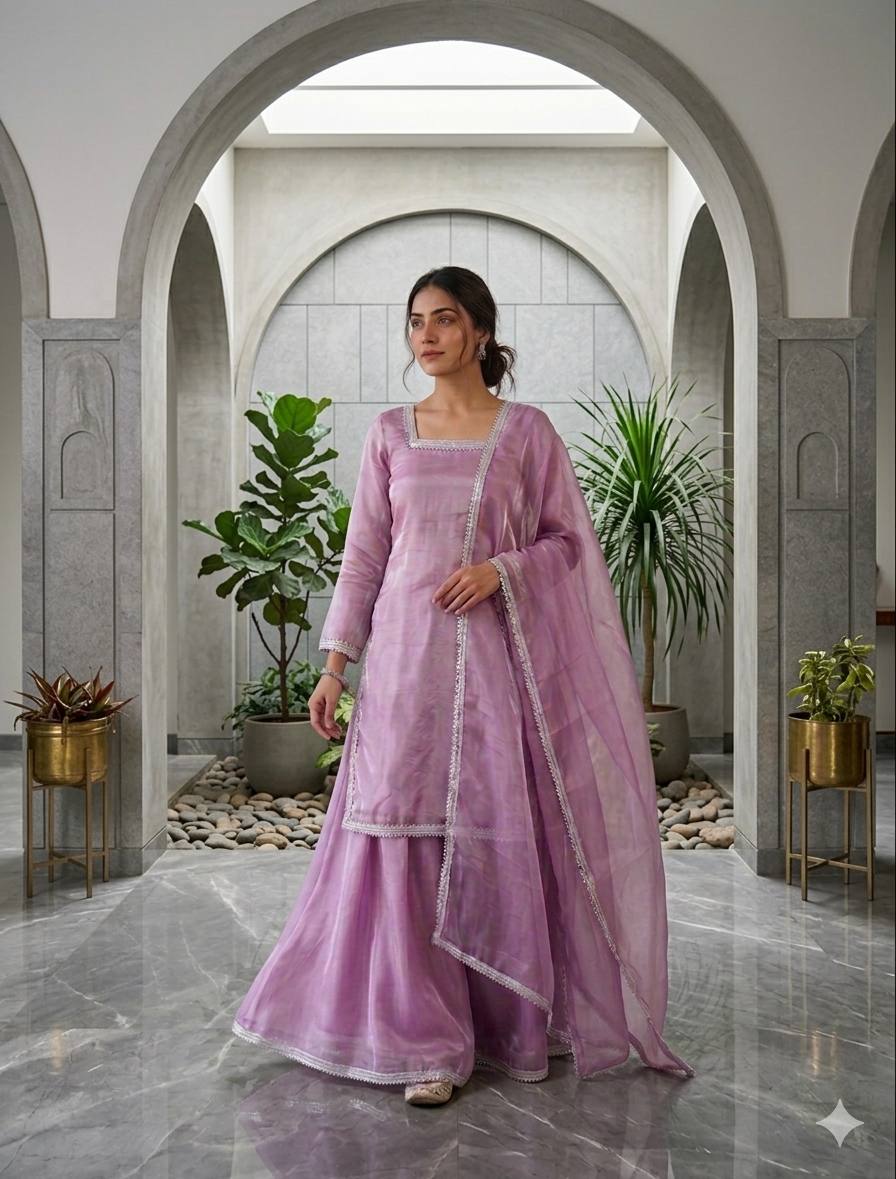 Royal GMY Silk Party Wear 3-Piece Set