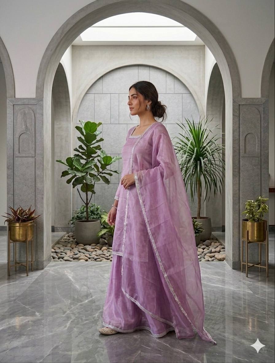 Royal GMY Silk Party Wear 3-Piece Set