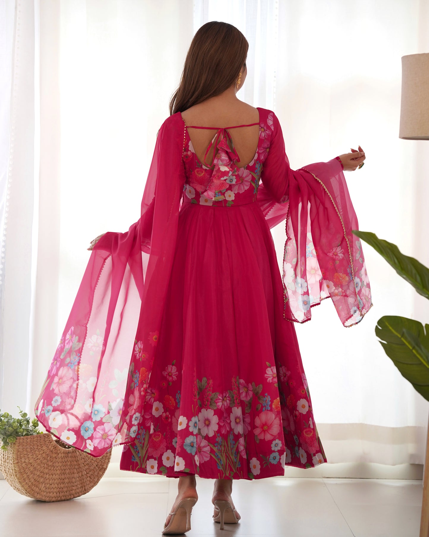 Floral Organza Silk Anarkali Suit Set For Women – Wedding &amp; Festive Collection 🌸