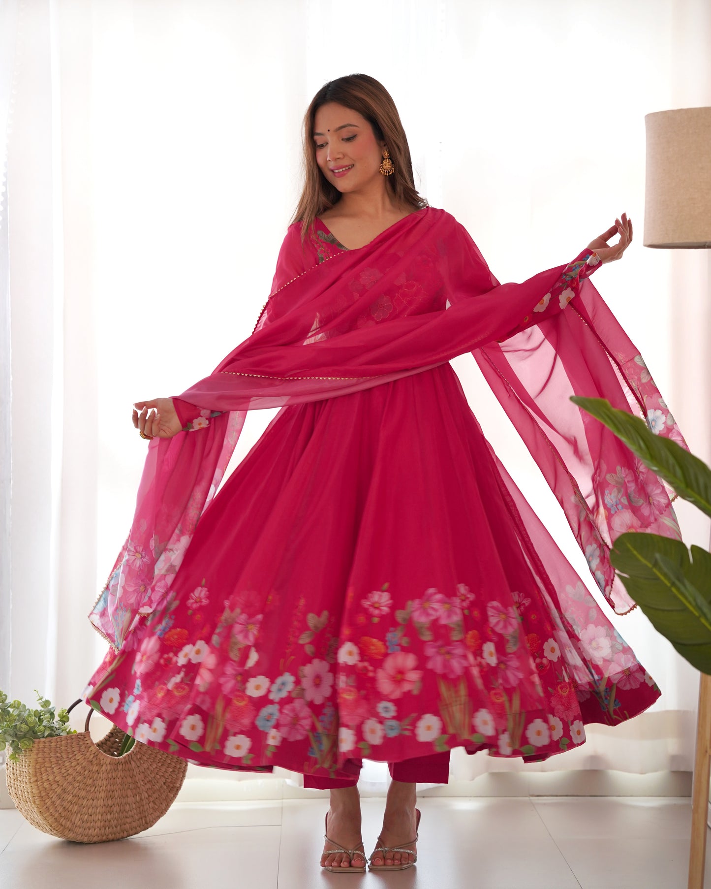 Floral Organza Silk Anarkali Suit Set For Women – Wedding &amp; Festive Collection 🌸