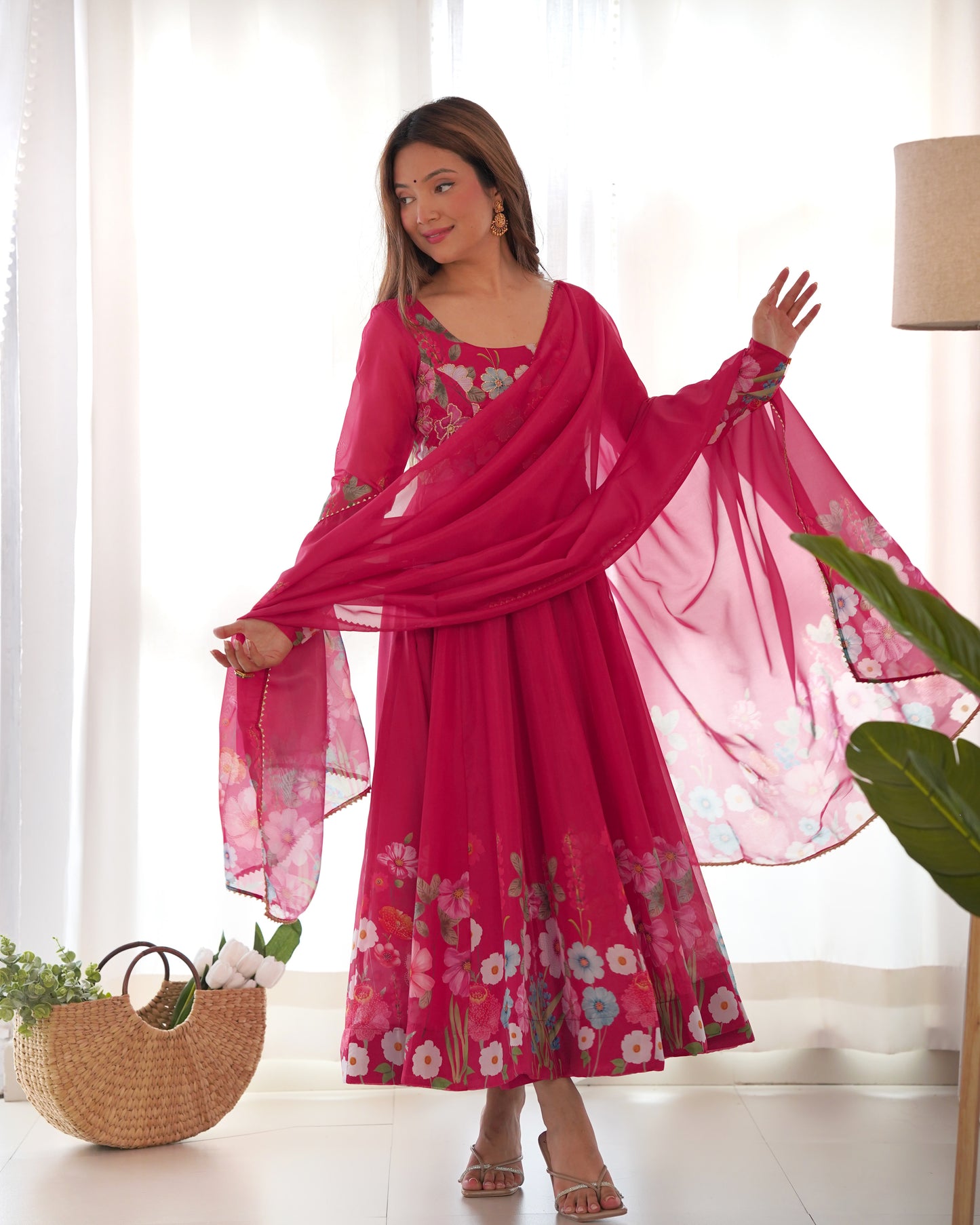 Floral Organza Silk Anarkali Suit Set For Women – Wedding &amp; Festive Collection 🌸
