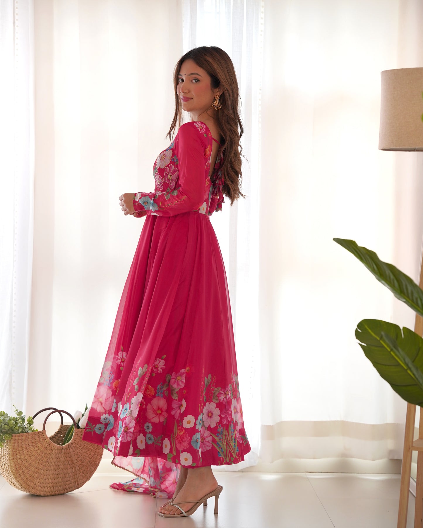 Floral Organza Silk Anarkali Suit Set For Women – Wedding &amp; Festive Collection 🌸