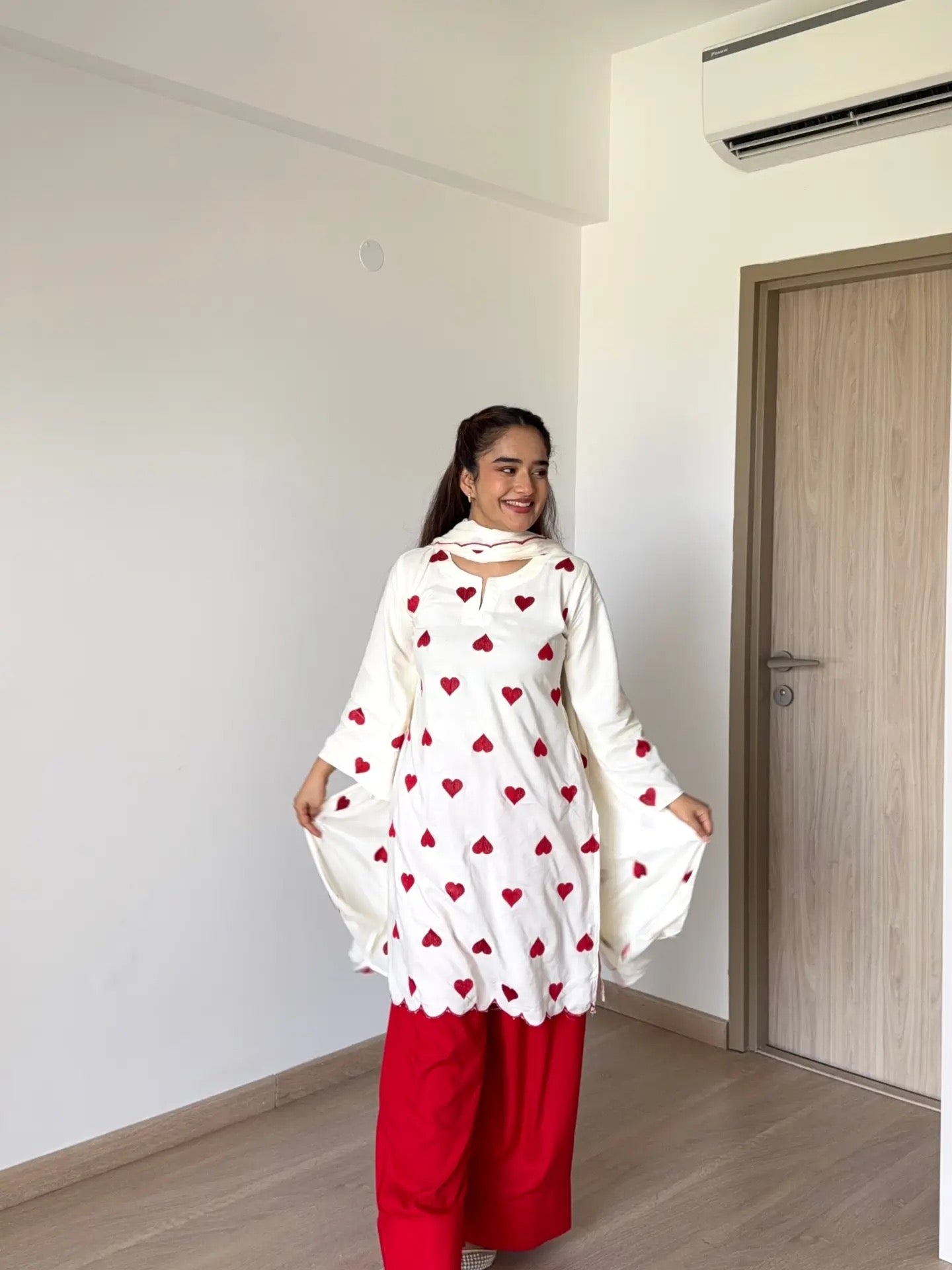 Elegant Natural Crepe Designer Party Wear Set