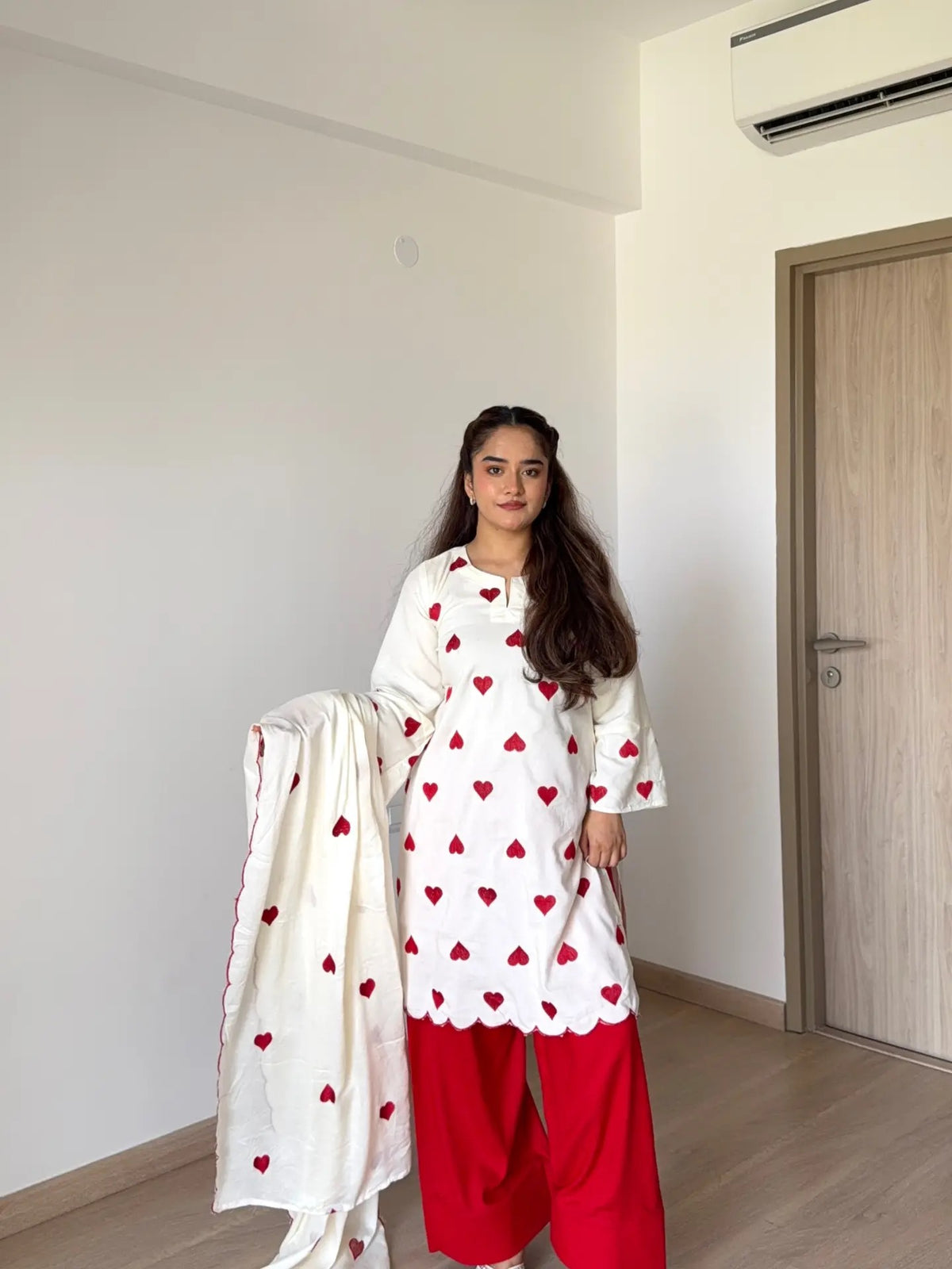 Elegant Natural Crepe Designer Party Wear Set