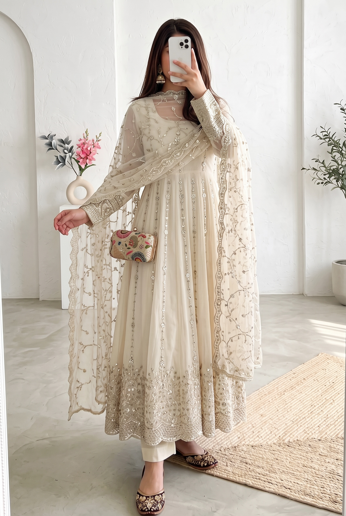 Real Modelling Fandy Silk Embroidered Gown – Elegant Party Wear Edit
