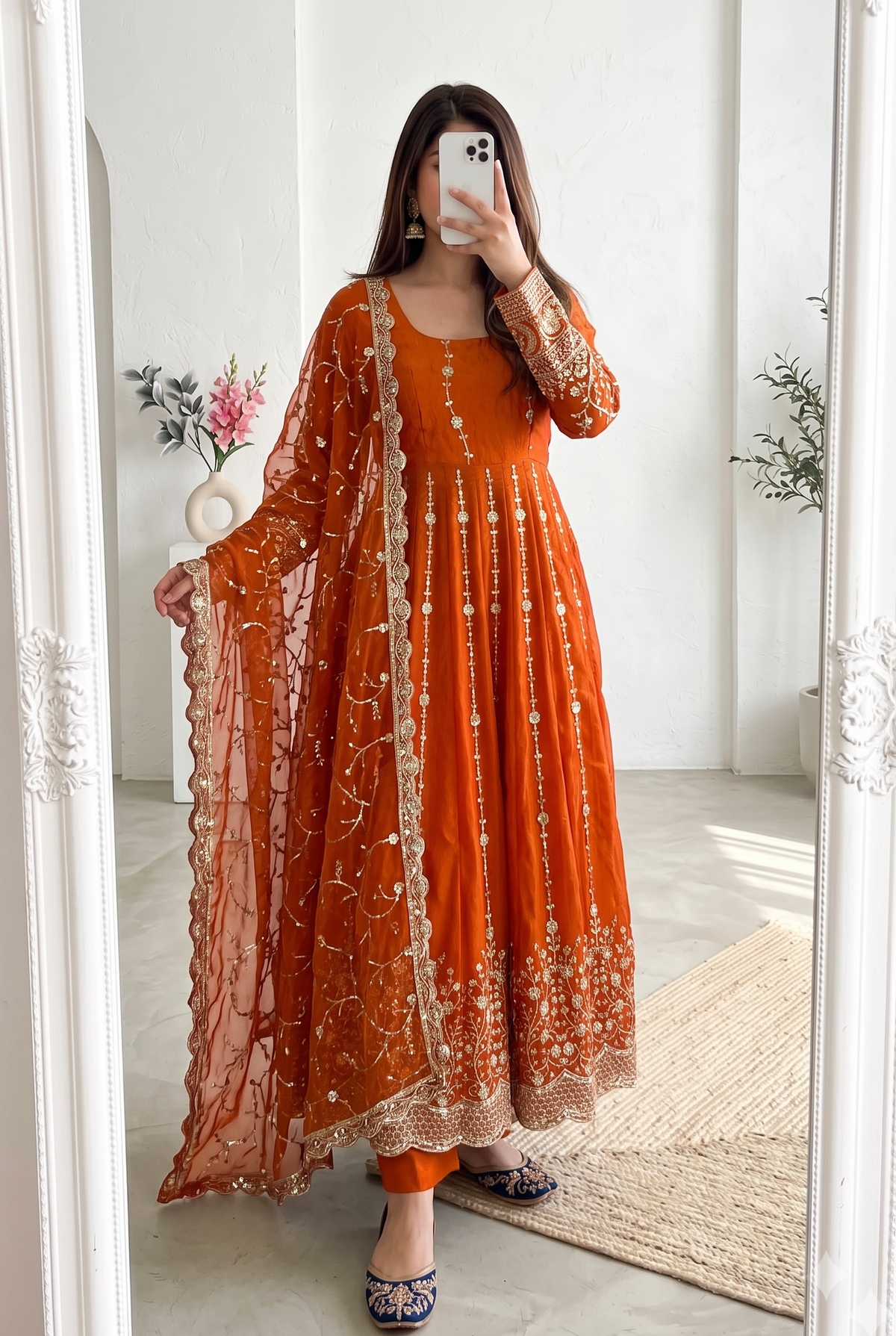 Real Modelling Fandy Silk Embroidered Gown – Elegant Party Wear Edit