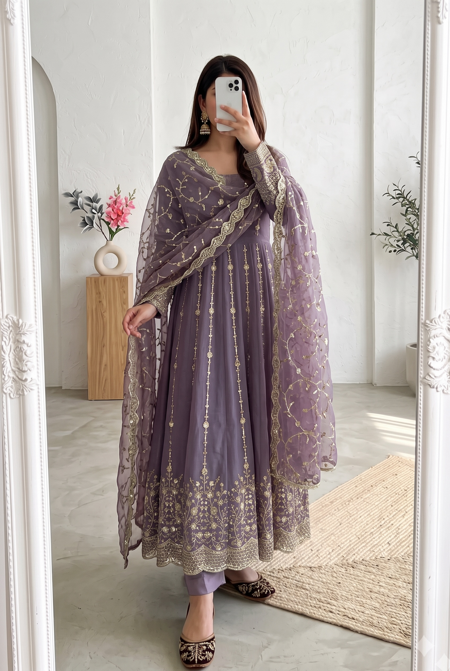 Real Modelling Fandy Silk Embroidered Gown – Elegant Party Wear Edit