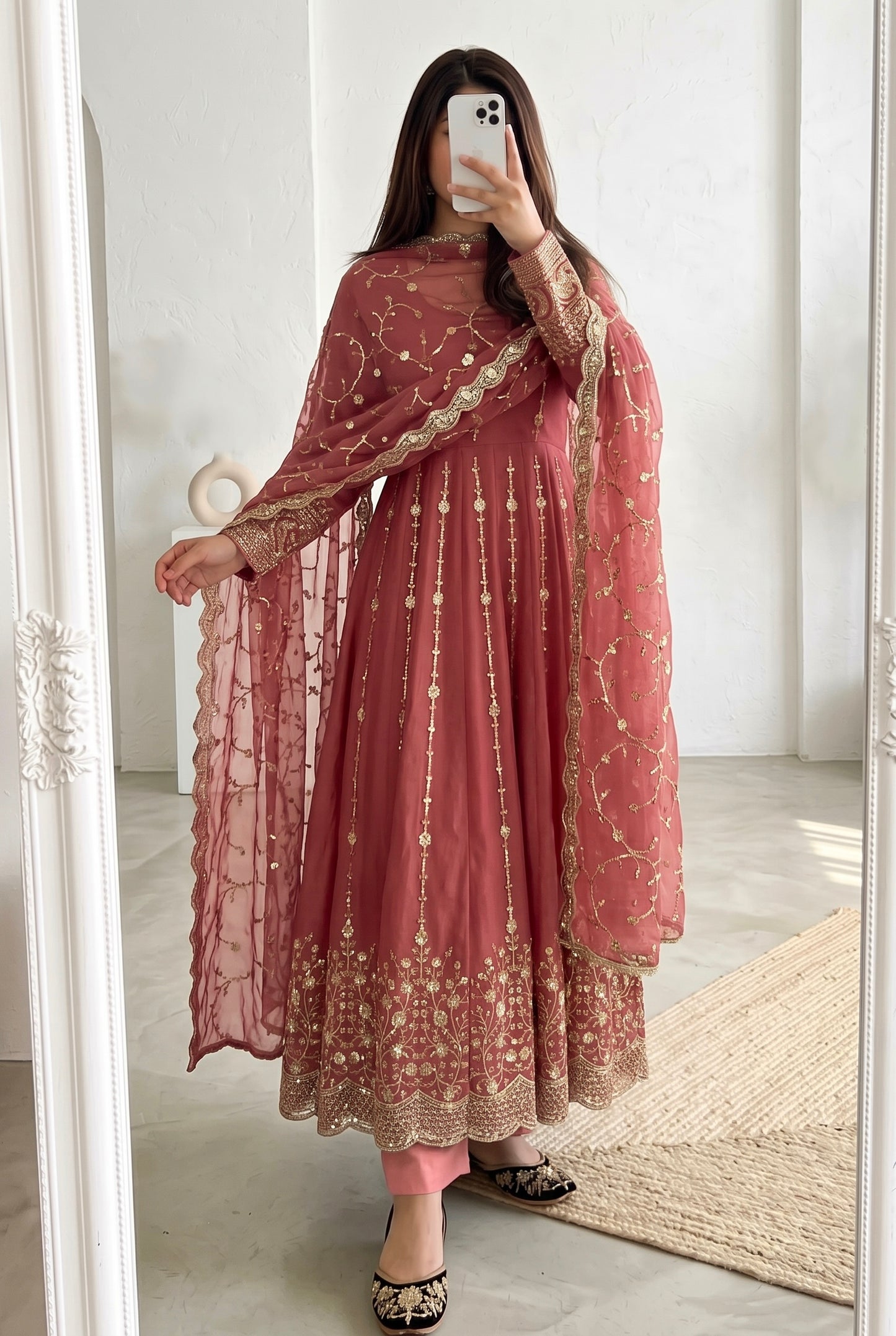Real Modelling Fandy Silk Embroidered Gown – Elegant Party Wear Edit