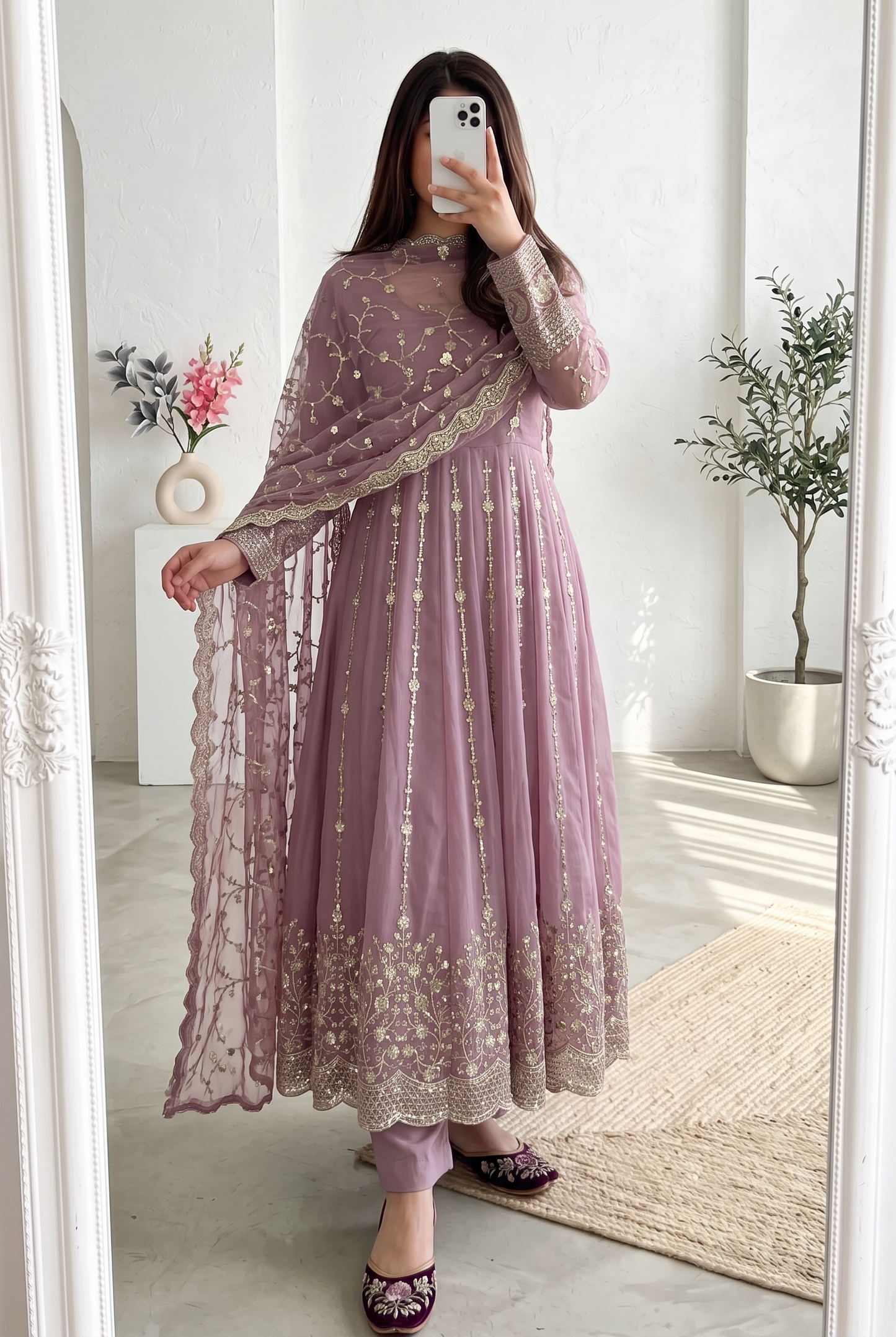 Real Modelling Fandy Silk Embroidered Gown – Elegant Party Wear Edit