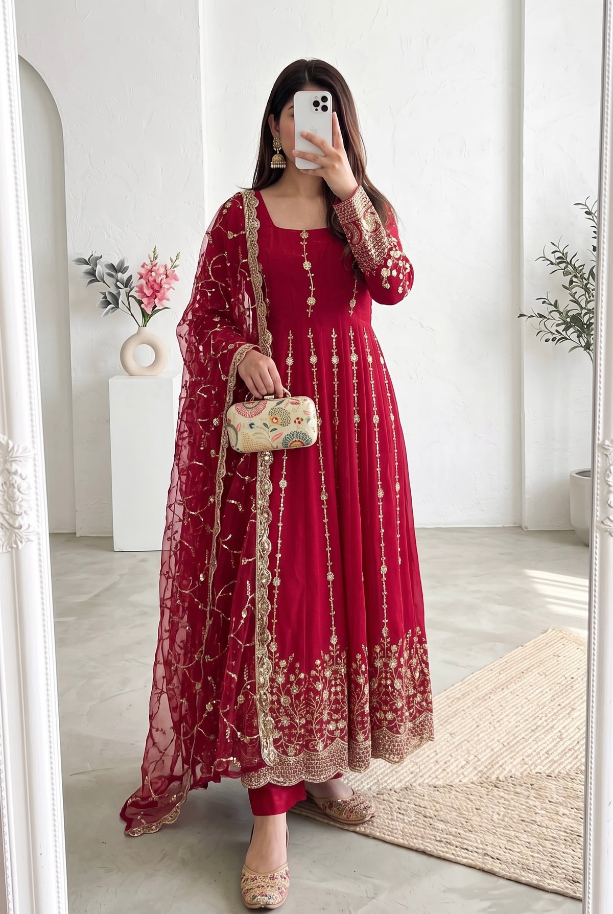 Real Modelling Fandy Silk Embroidered Gown – Elegant Party Wear Edit