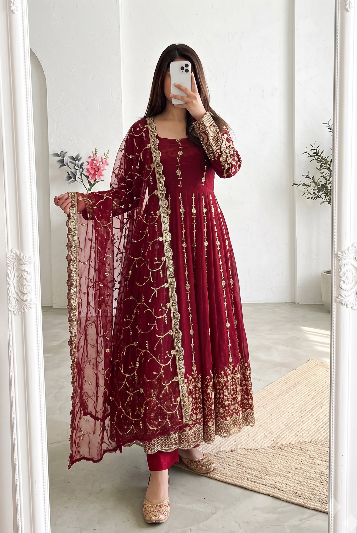 Real Modelling Fandy Silk Embroidered Gown – Elegant Party Wear Edit