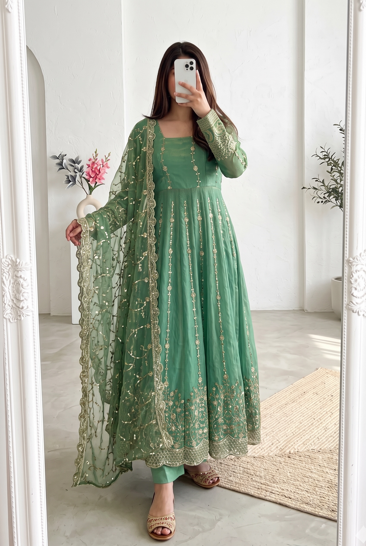 Real Modelling Fandy Silk Embroidered Gown – Elegant Party Wear Edit