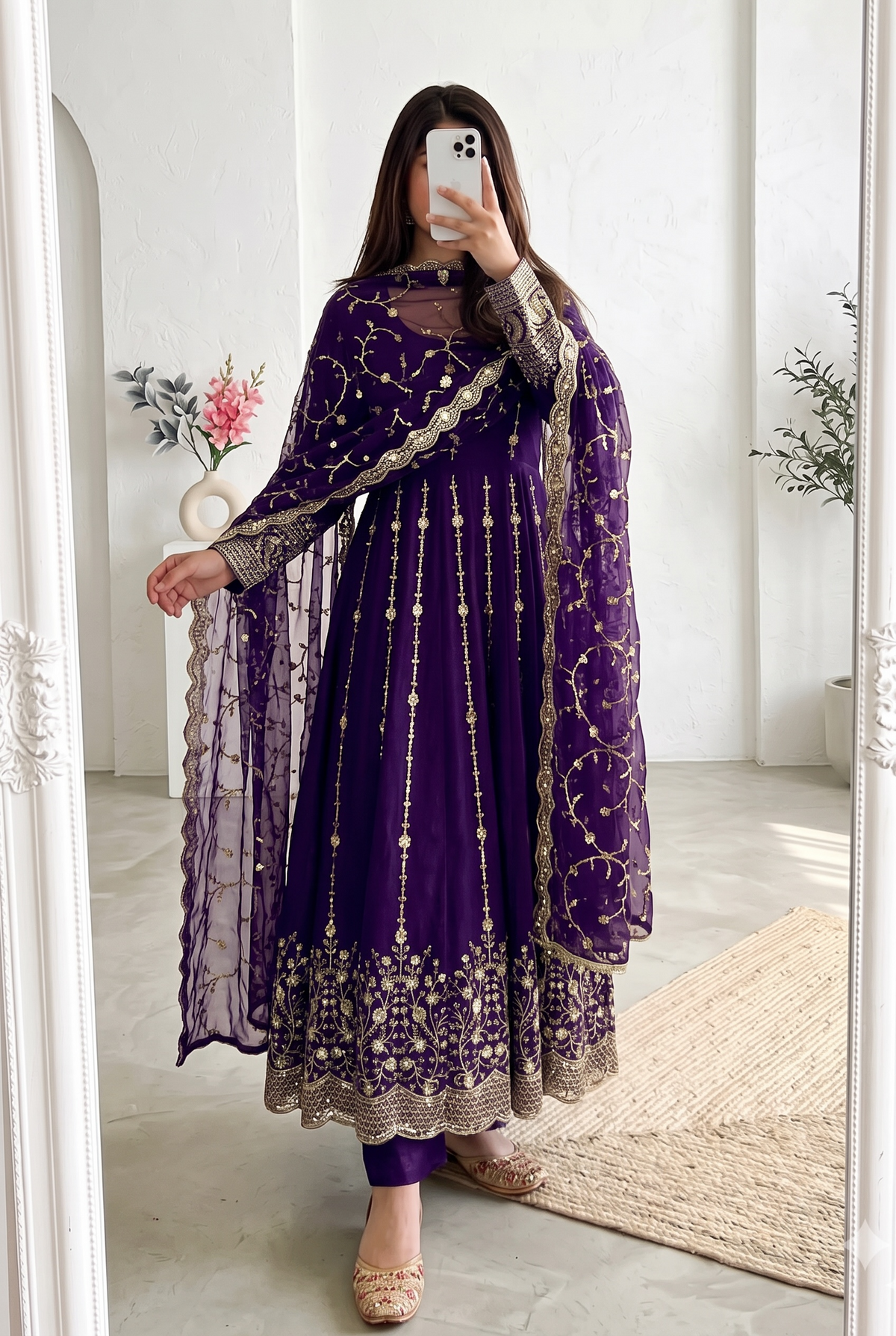 Real Modelling Fandy Silk Embroidered Gown – Elegant Party Wear Edit