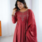 Premium Roman Shimmer Chanderi Silk Anarkali Suit Set For Women ❤️