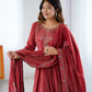 Premium Roman Shimmer Chanderi Silk Anarkali Suit Set For Women ❤️