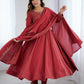 Premium Roman Shimmer Chanderi Silk Anarkali Suit Set For Women ❤️