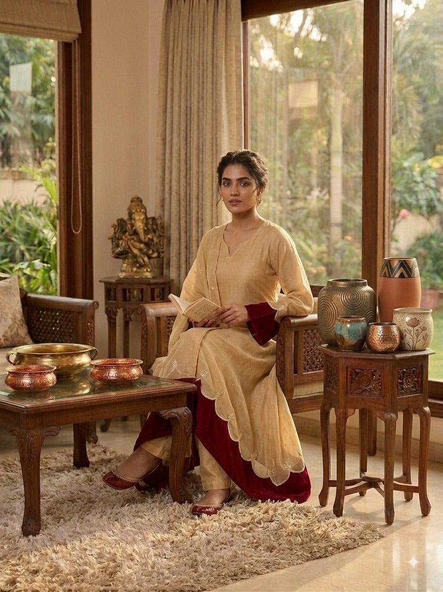 CHANDERI SILK PARTY WEAR SUIT