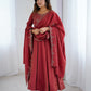Premium Roman Shimmer Chanderi Silk Anarkali Suit Set For Women ❤️