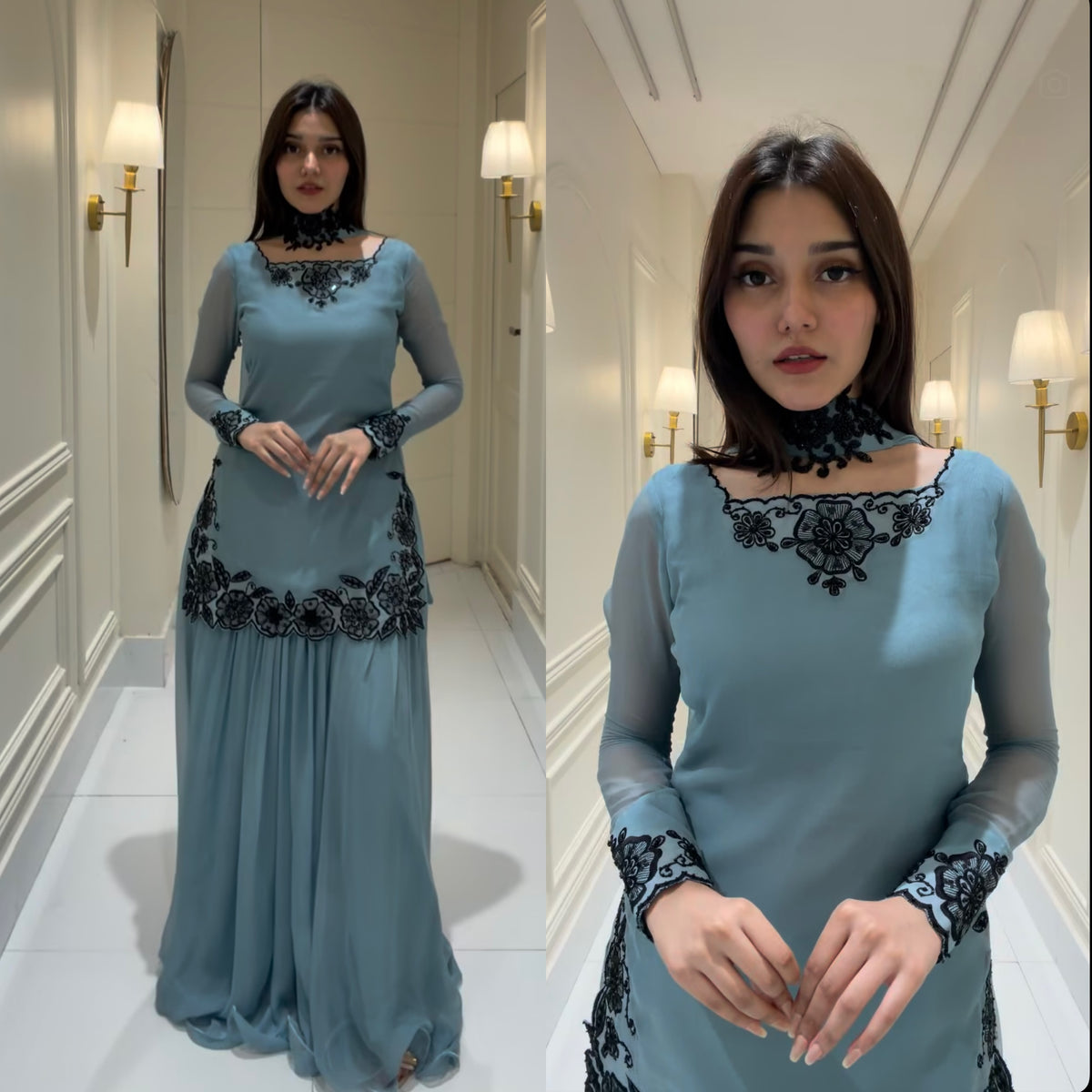 HEAVY FOX GEORGETTE EMBROIDERED CUT WORK SUIT