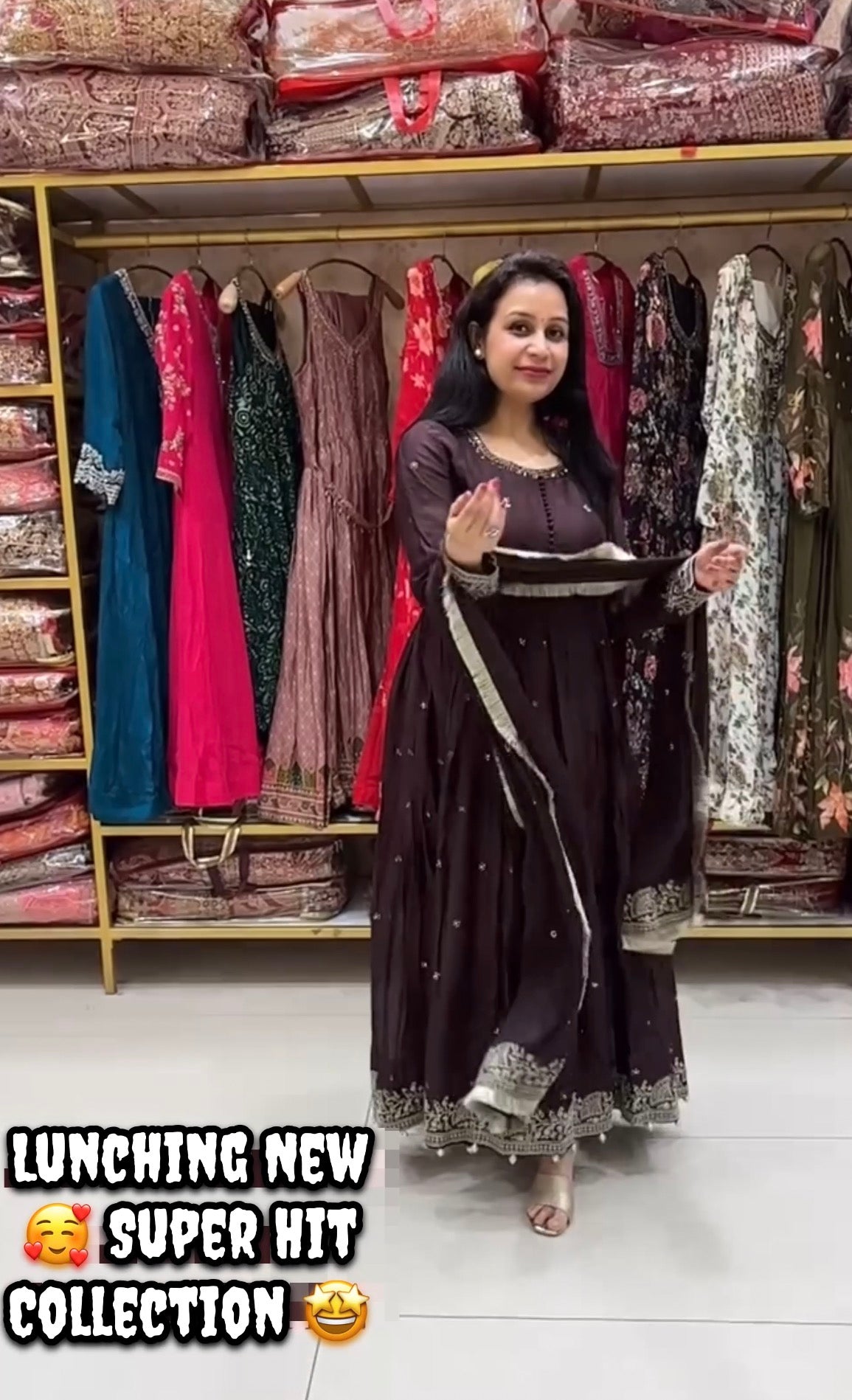 Elegant Chinon Silk Codding &amp; Sequins Gown – Designer Festive Collection