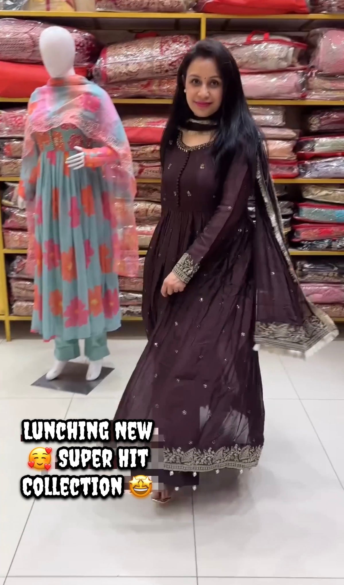 Elegant Chinon Silk Codding &amp; Sequins Gown – Designer Festive Collection