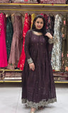 Elegant Chinon Silk Codding &amp; Sequins Gown – Designer Festive Collection