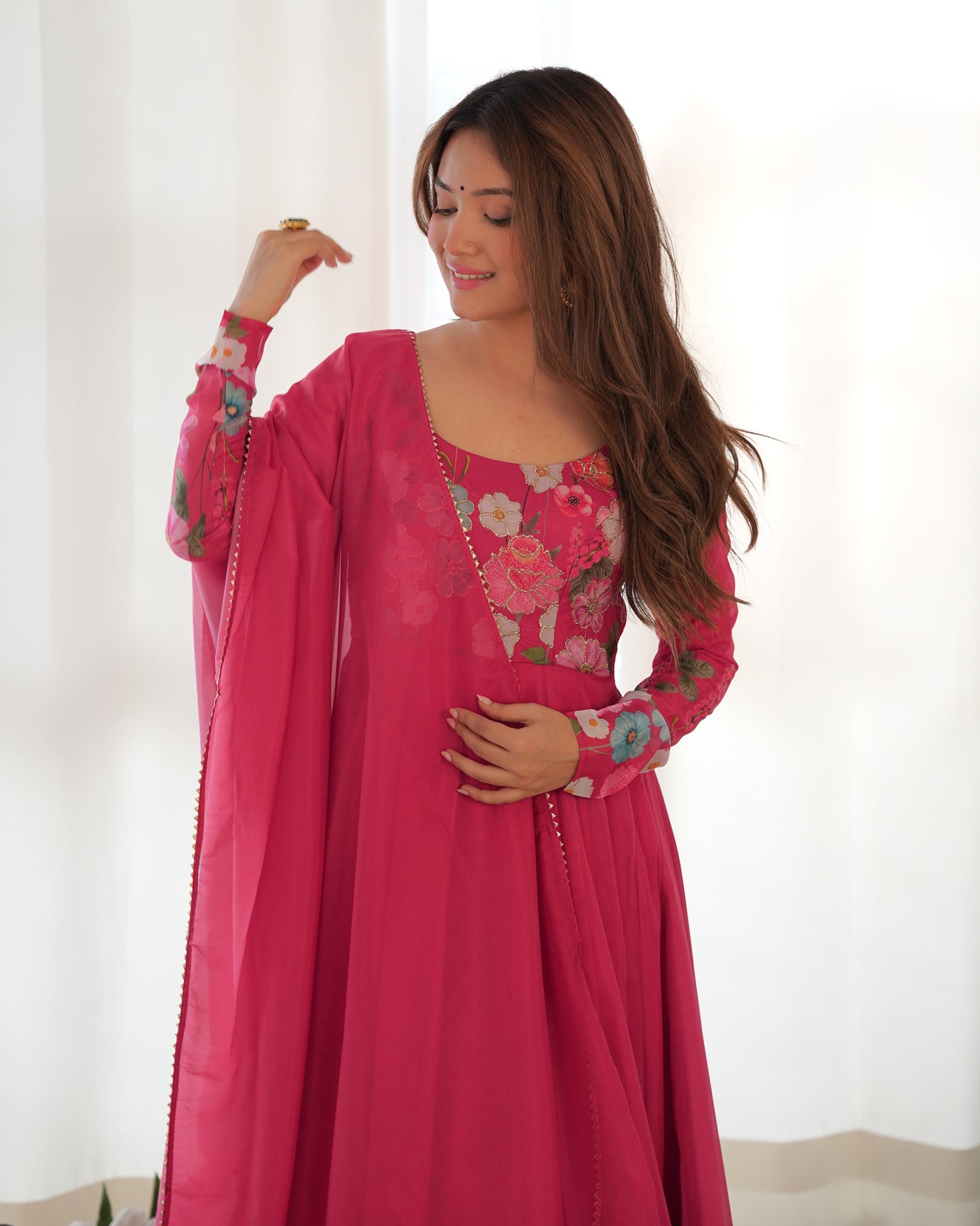 Floral Organza Silk Anarkali Suit Set For Women – Wedding &amp; Festive Collection 🌸