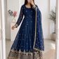 Graceful Crunchy Silk Embroidered Gown – New Party Wear Collection