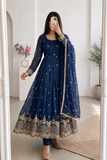 Graceful Crunchy Silk Embroidered Gown – New Party Wear Collection