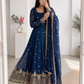 Graceful Crunchy Silk Embroidered Gown – New Party Wear Collection