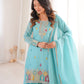 Sky Blue Designer Crunchy Silk Sharara Suit Set For Women 💙