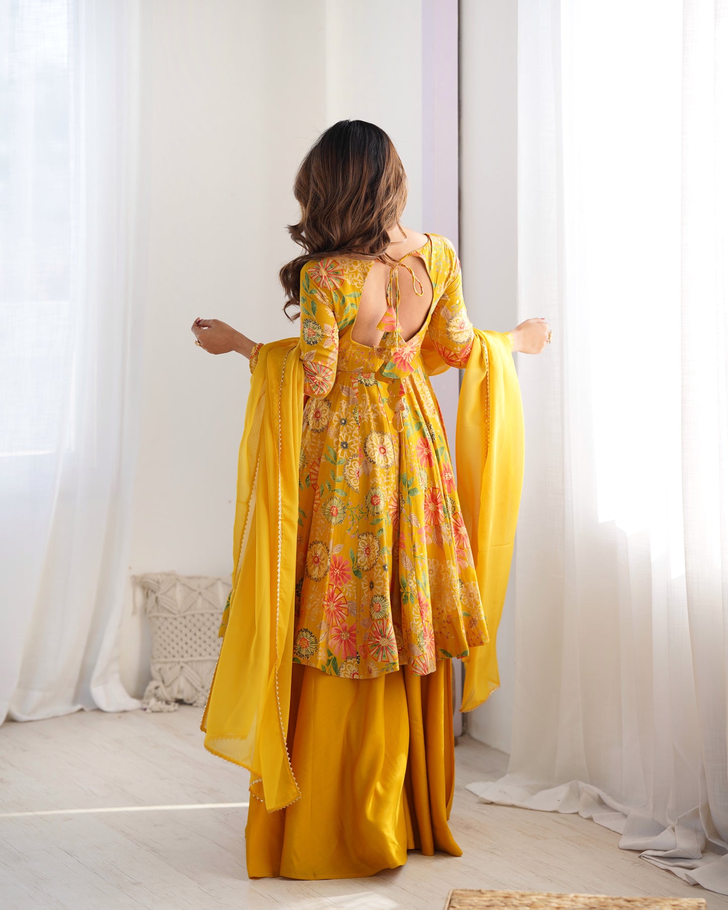 Printed RomanSilk Chanderi Kediya Set – Flared Festive Elegance