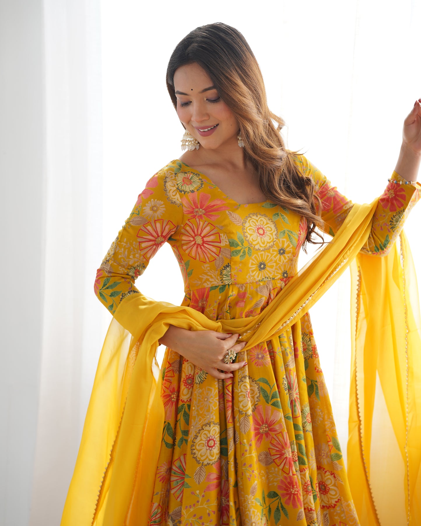 Printed RomanSilk Chanderi Kediya Set – Flared Festive Elegance