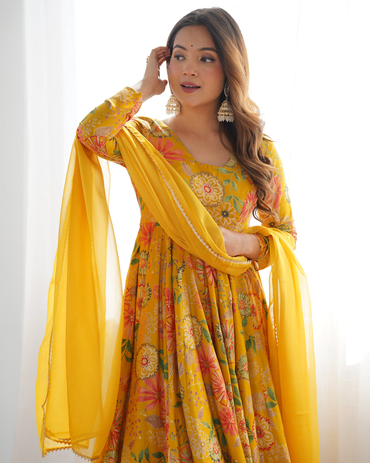 Printed RomanSilk Chanderi Kediya Set – Flared Festive Elegance