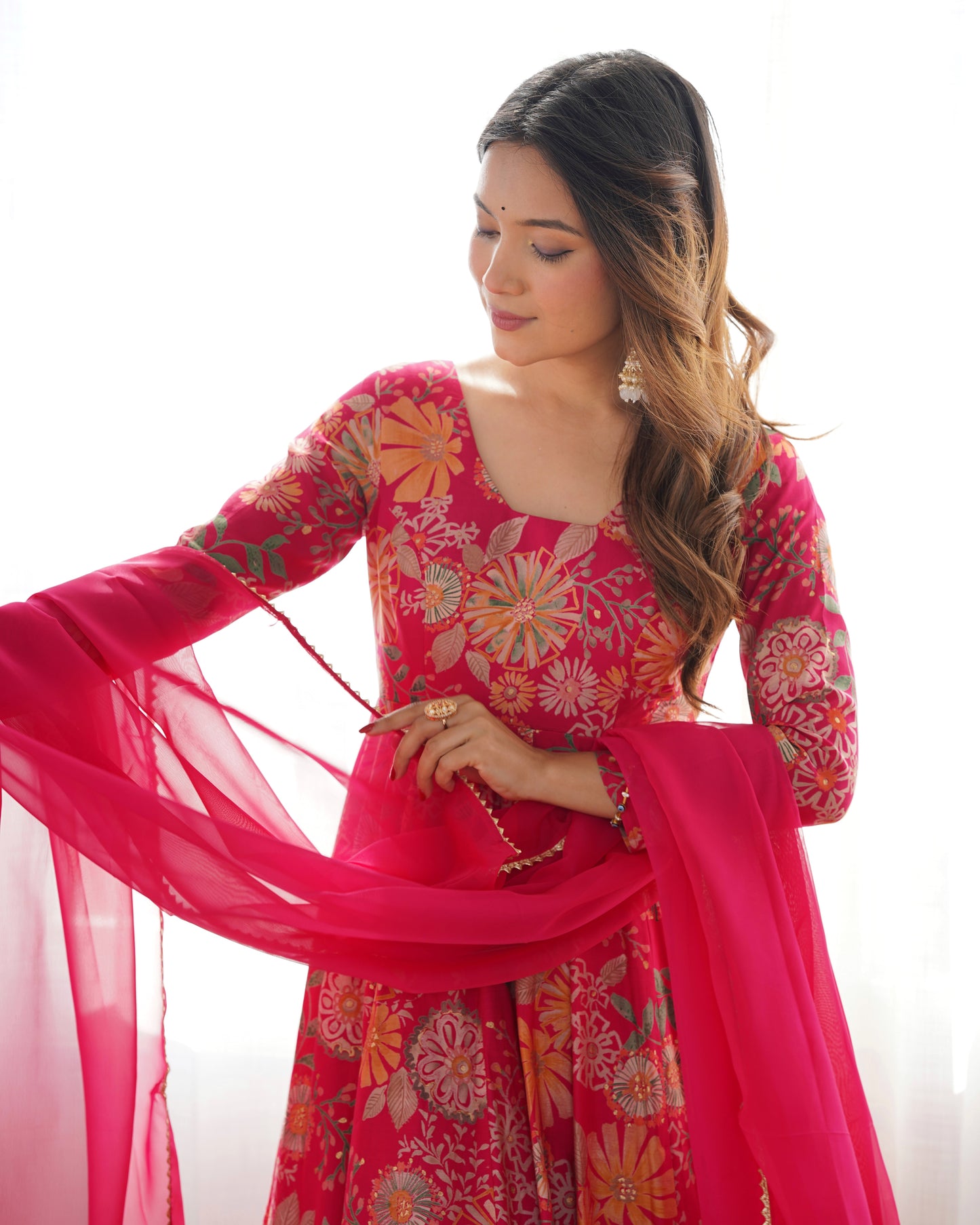 Printed RomanSilk Chanderi Kediya Set – Flared Festive Elegance