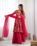 Printed RomanSilk Chanderi Kediya Set – Flared Festive Elegance