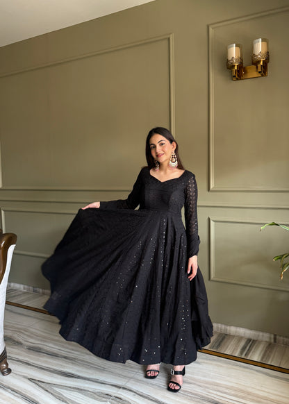 Elegant Lucknowi Georgette Anarkali Suit Set For Women 🖤