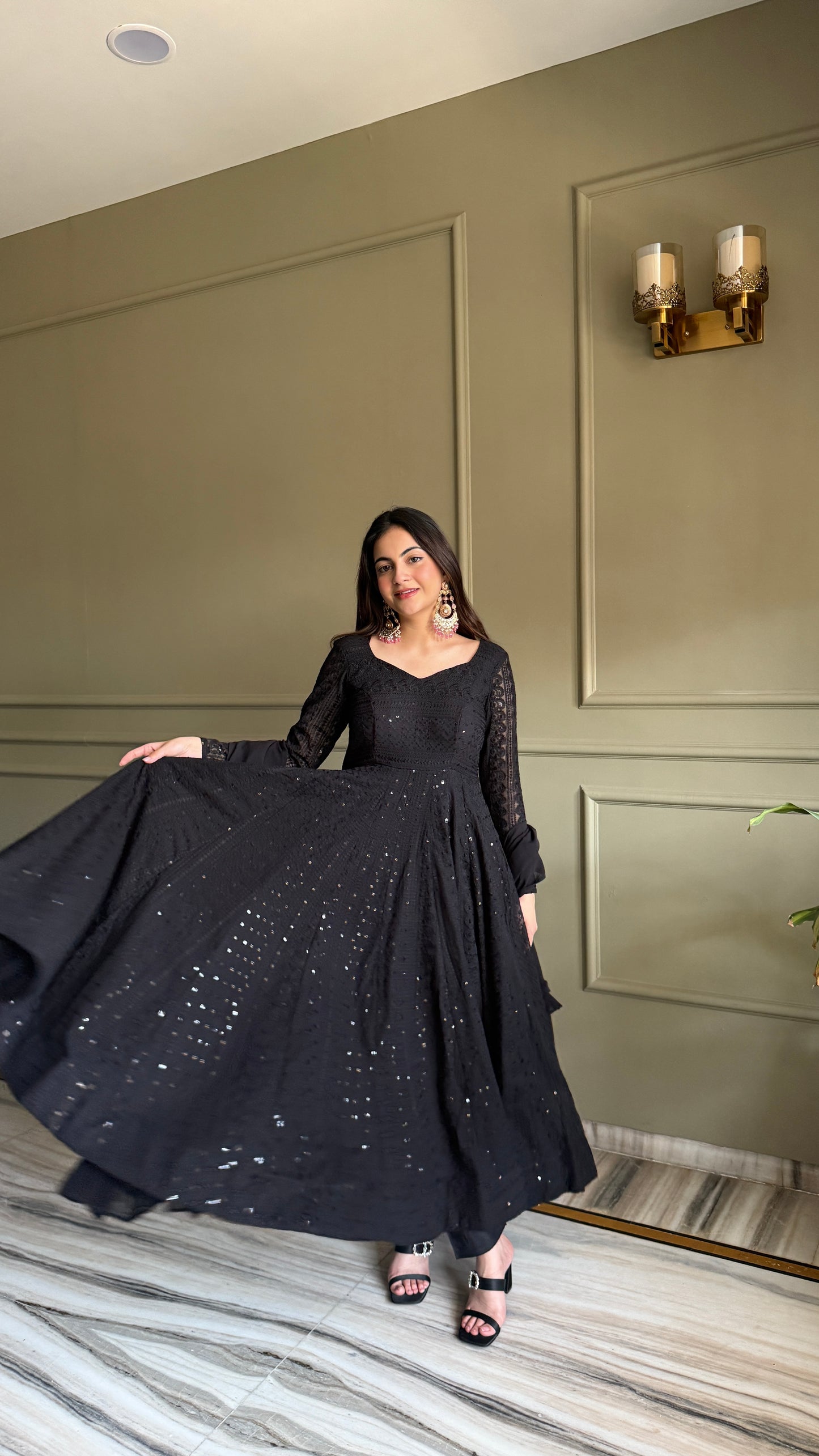 Elegant Lucknowi Georgette Anarkali Suit Set For Women 🖤