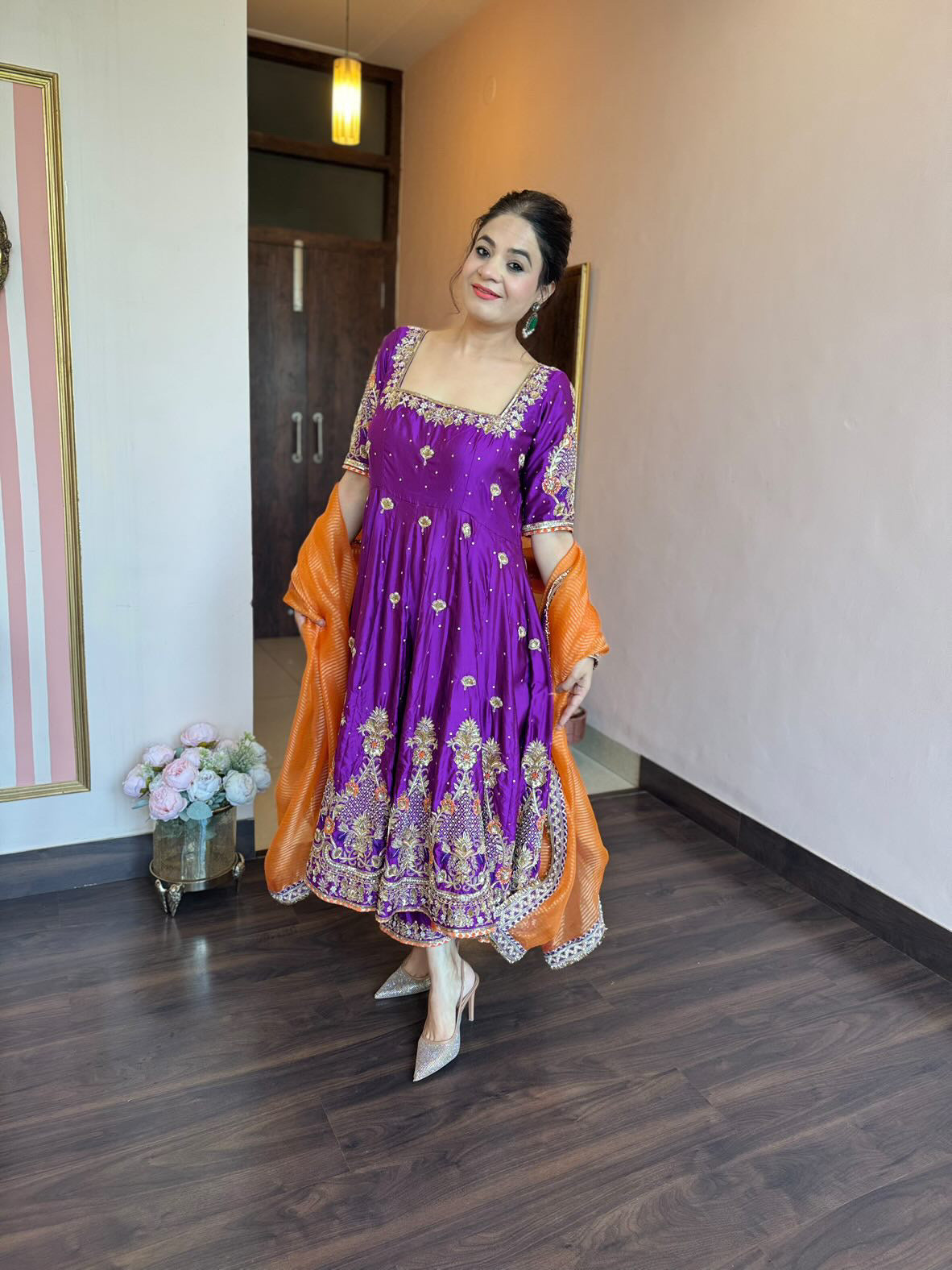 Royal Heavy Silk Embroidered Anarkali Suit Set For Women
