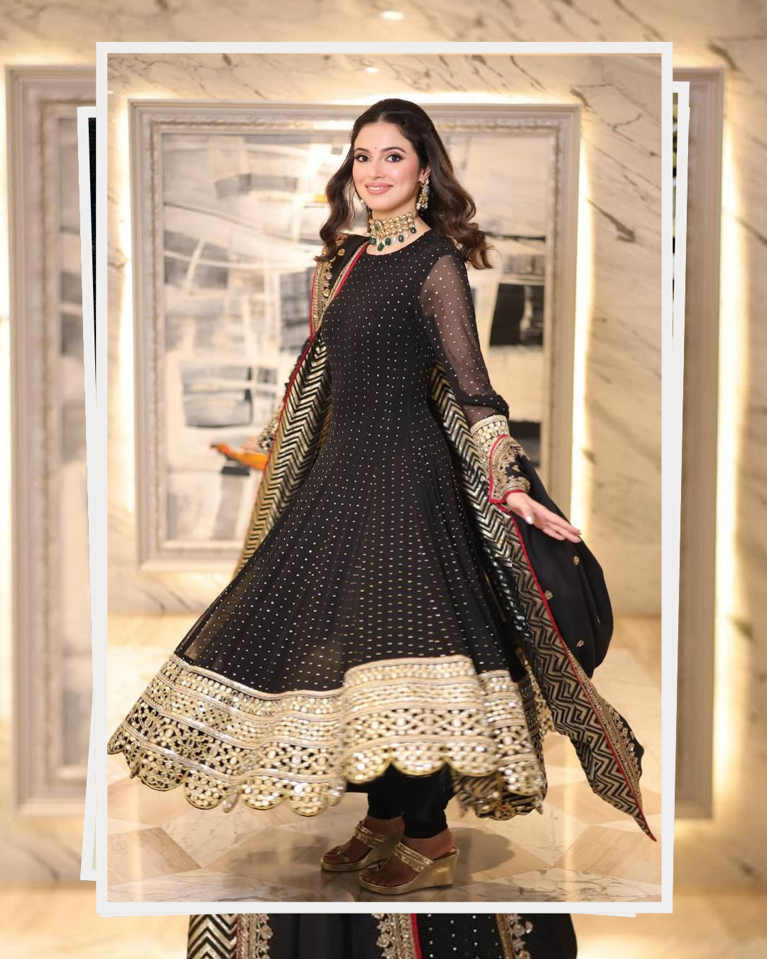 Exquisite Faux Blooming Anarkali Suit Set – Heavy Zari &amp; Sequins Work