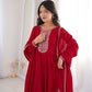 Royal Dark Red Fully Flared Anarkali Gown Set For Women