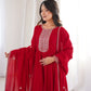 Royal Dark Red Fully Flared Anarkali Gown Set For Women