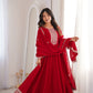 Royal Dark Red Fully Flared Anarkali Gown Set For Women