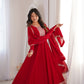 Royal Dark Red Fully Flared Anarkali Gown Set For Women