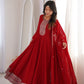 Royal Dark Red Fully Flared Anarkali Gown Set For Women