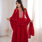 Royal Dark Red Fully Flared Anarkali Gown Set For Women