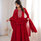 Royal Dark Red Fully Flared Anarkali Gown Set For Women