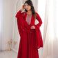 Royal Dark Red Fully Flared Anarkali Gown Set For Women