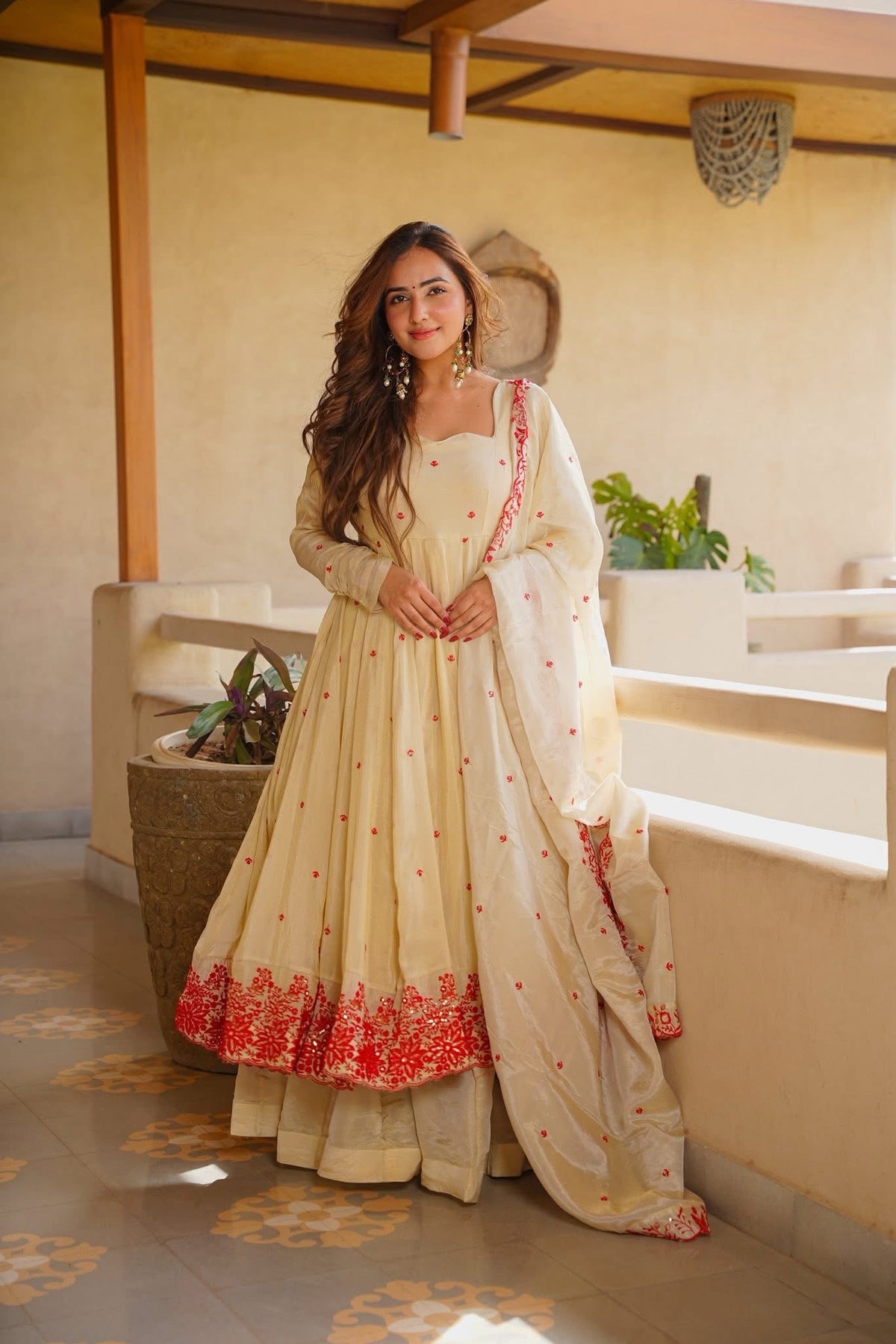 Regal Heavy Silk Anarkali Sarara Suit Set – Embroidered Wedding Collection